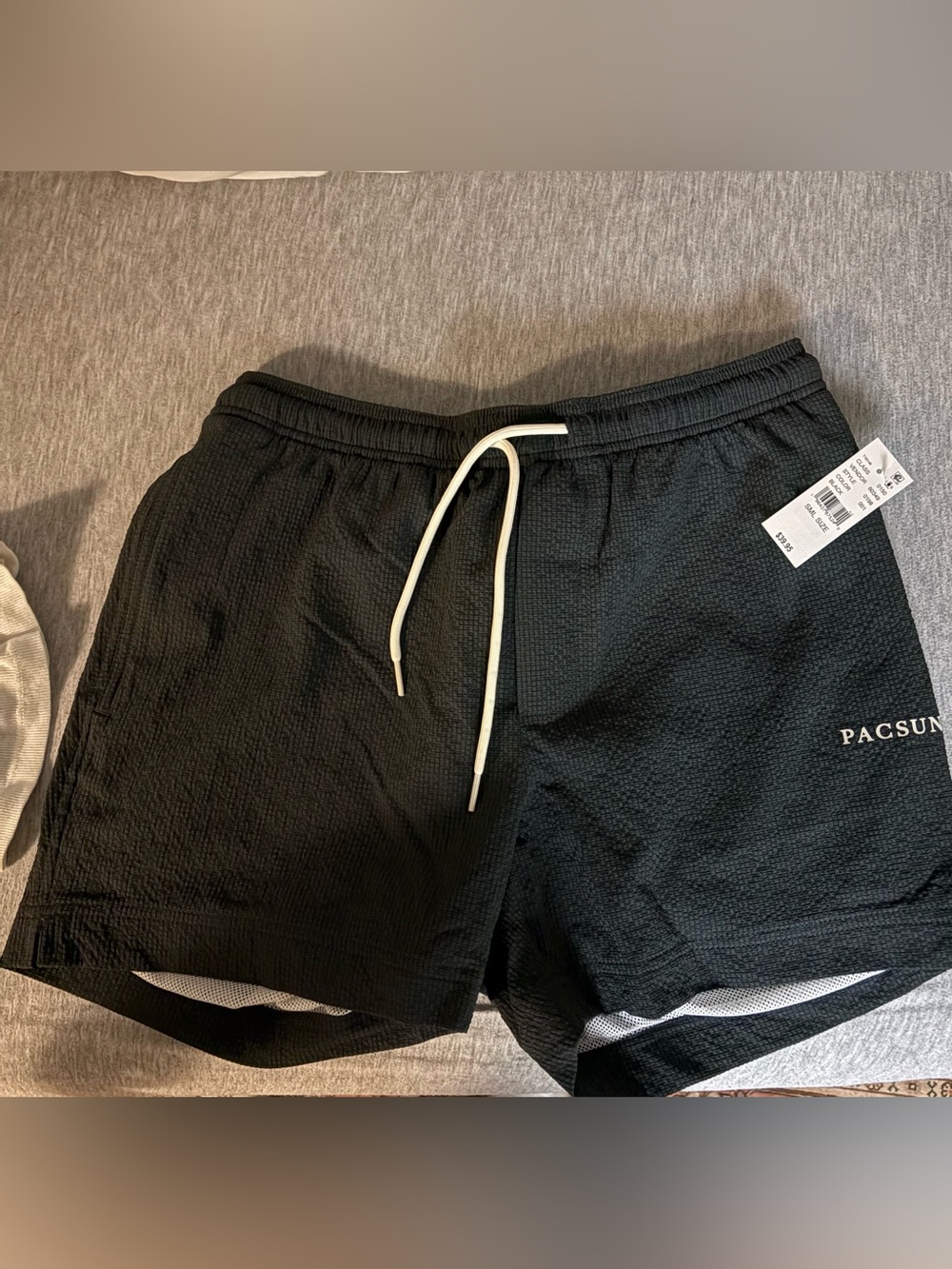 PacSun Black Swim Trunks with White Drawstring